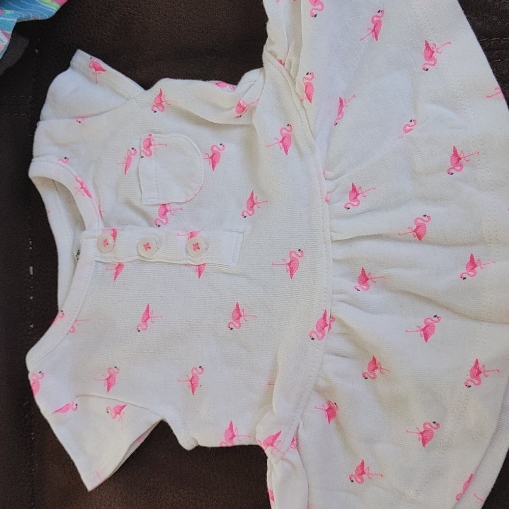 Baby girl white flamingo dress.